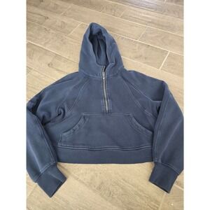 Lululemon Scuba Oversized Cropped Half Zip Pullover Hoodie Blue Women XS/S